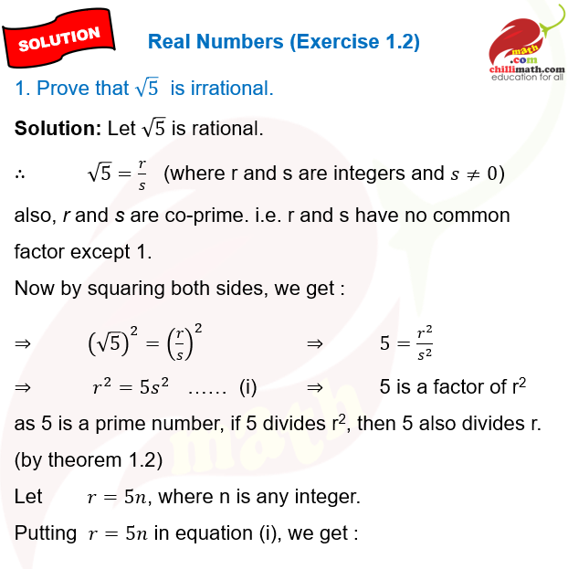 Prove that √5 is irrational.