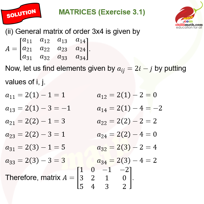 Construct a 3 × 4 matrix, whose elements are given by :