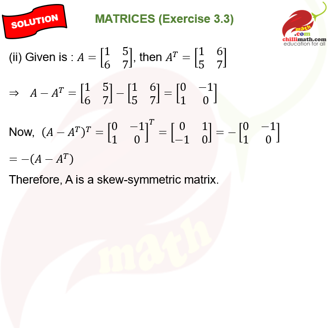 For the matrix \(A=\begin{bmatrix}1 & 5 \\ 6 & 7