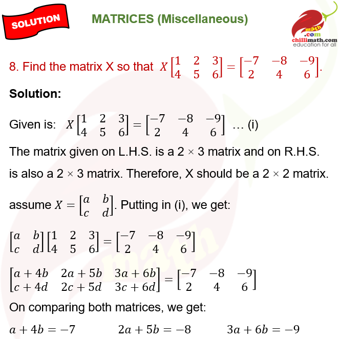 Find the matrix X so that \(X\begin{bmatrix}1&2&3 \\ 4&5&6