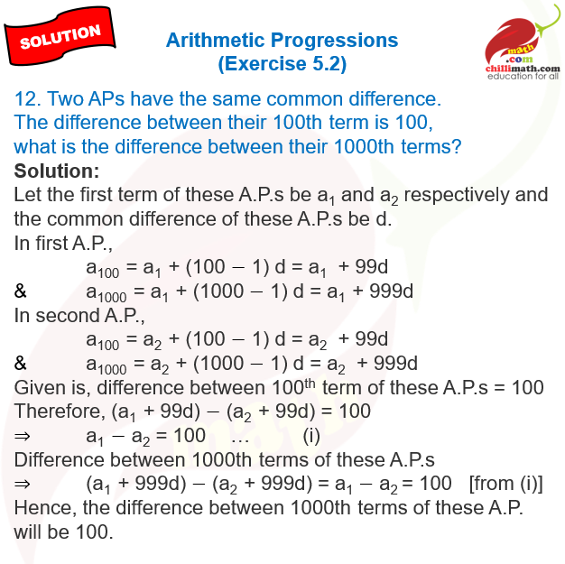 Ncert Solutions class 10 Arithmetic Progressions Exercise 5.2