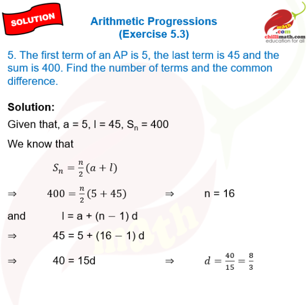Ncert Solutions Class 10 Chapter 5 Arithmetic Progressions Exercise 5.3 ...