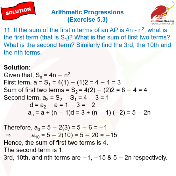 Ncert Solutions Class 10 Chapter 5 Arithmetic Progressions Exercise 5.3 ...