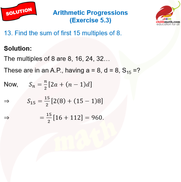 Ncert Solutions Class 10 Chapter 5 Arithmetic Progressions Exercise 5.3 ...