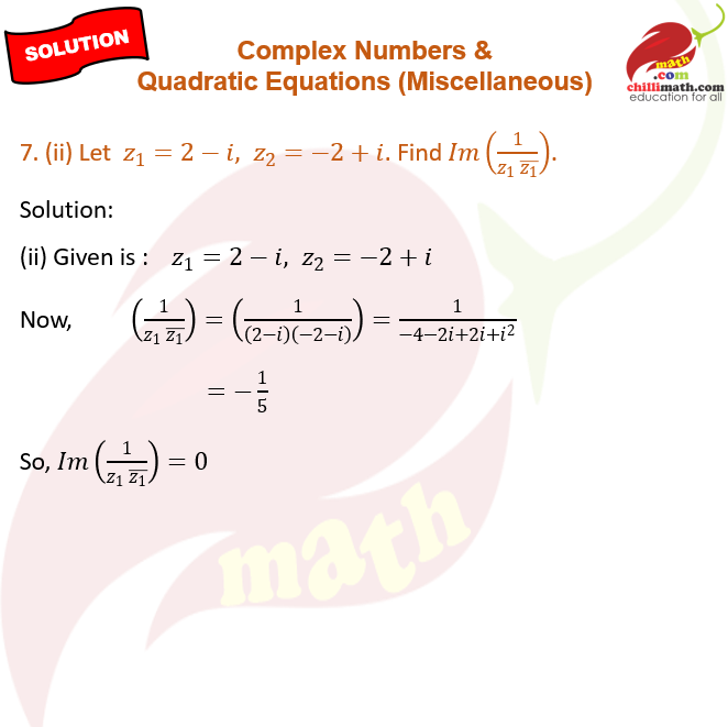 Ncert Solutions class 11 Complex Numbers and Quadratic Equations Miscellaneous Exercise