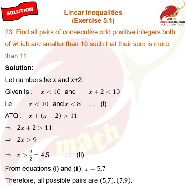 Ncert Solutions Class 11 Chapter 5 Linear Inequalities Exercise 5.1 ...