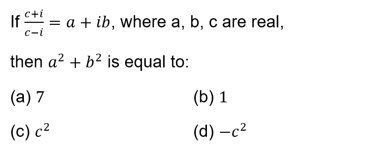 Class 11 Complex Numbers and Quadratic Equations math MCQ Test