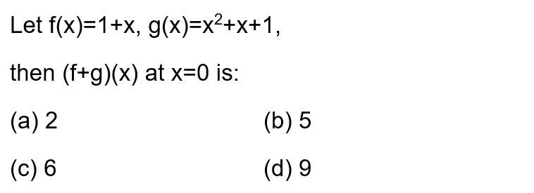 class 11 relations and functions math mcq test