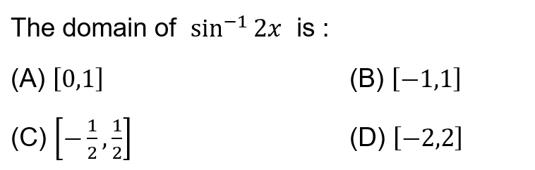 Class 12 Inverse Trigonometric Function Multiple Choice Questions