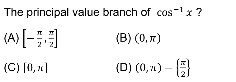 Class 12 Inverse Trigonometric Function Multiple Choice Questions