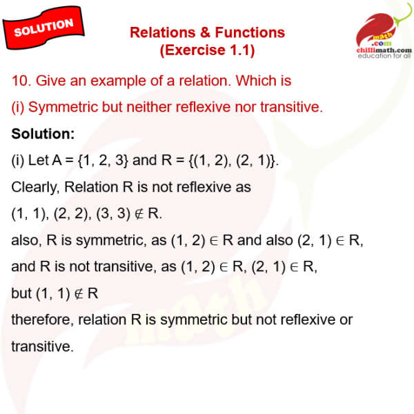 Ncert Solutions Class 12 Chapter 1 Relations and Functions Exercise 1.1 ...