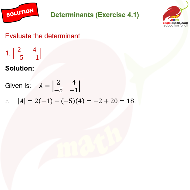 Ncert Solutions class 12 chapter 4 exercise 1 question 1