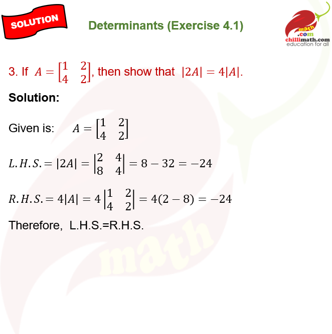 Ncert Solutions class 12 chapter 4 exercise 1 question 3