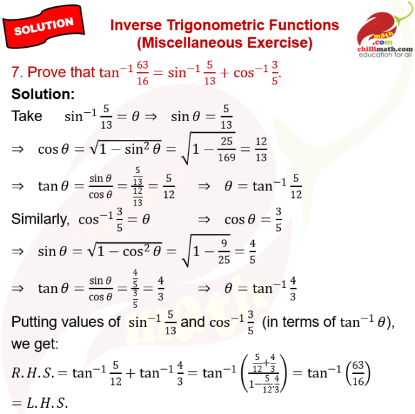 Ncert Solutions Class 12 Chapter 2 Inverse Trigonometric Functions ...