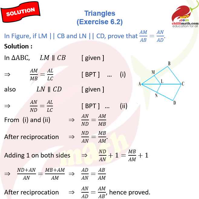 Ncert Solutions Class 10 Chapter 6 Triangles Exercise 6.2 Question 3