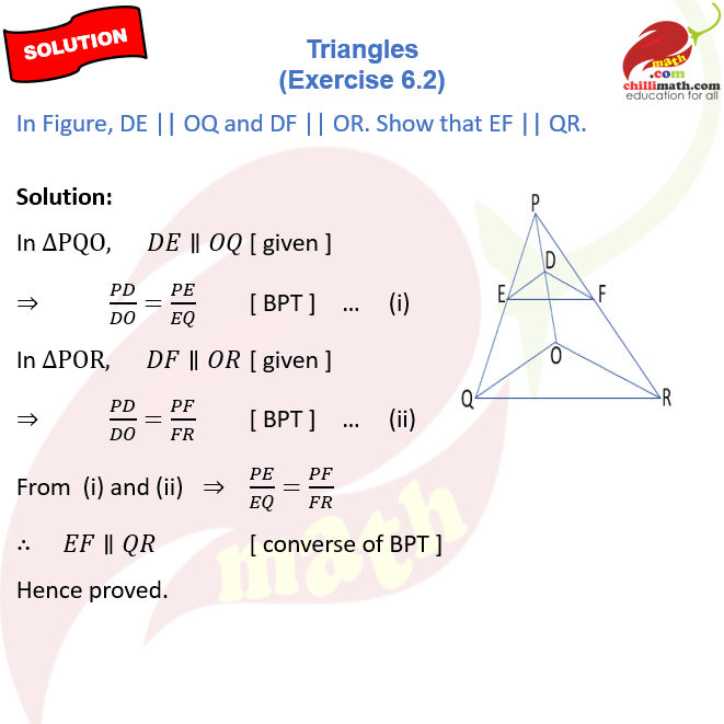 Ncert Solutions Class 10 Chapter 6 Triangles Exercise 6.2 Question 5