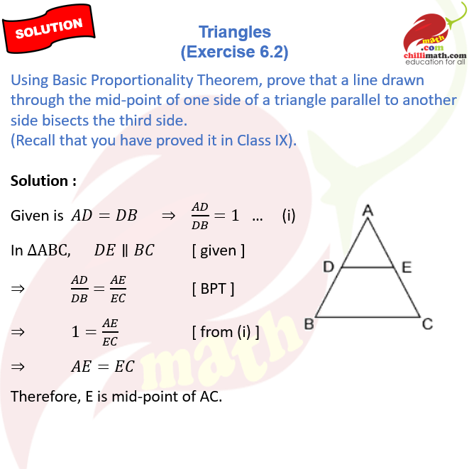 Ncert Solutions Class 10 Chapter 6 Triangles Exercise 6.2 Question 7