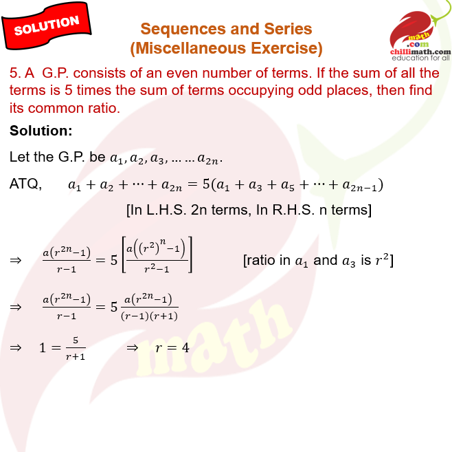 Ncert Solutions Class 11 Chapter 8 Sequences and Series Miscellaneous Exercise Question 5