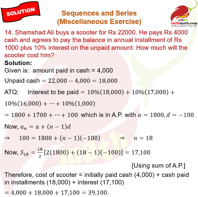 Ncert Solutions Class 11 Chapter 8 Sequences and Series Miscellaneous Exercise Question 14