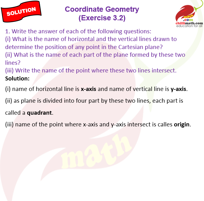 Ncert Solutions Class 9 Chapter 3 Coordinate Geometry Exercise 3.2 Question 1