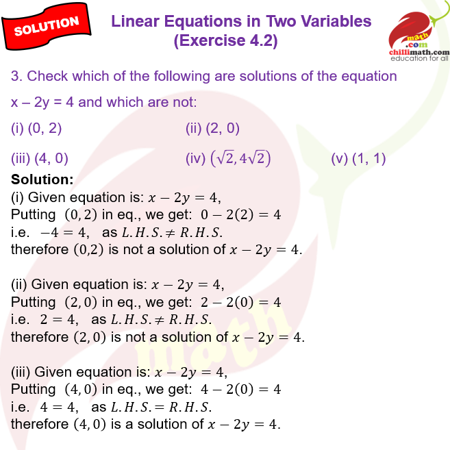 Ncert Solutions Class 9 Chapter 4 Linear Equations in Two Variables Exercise 4.2 Question 3