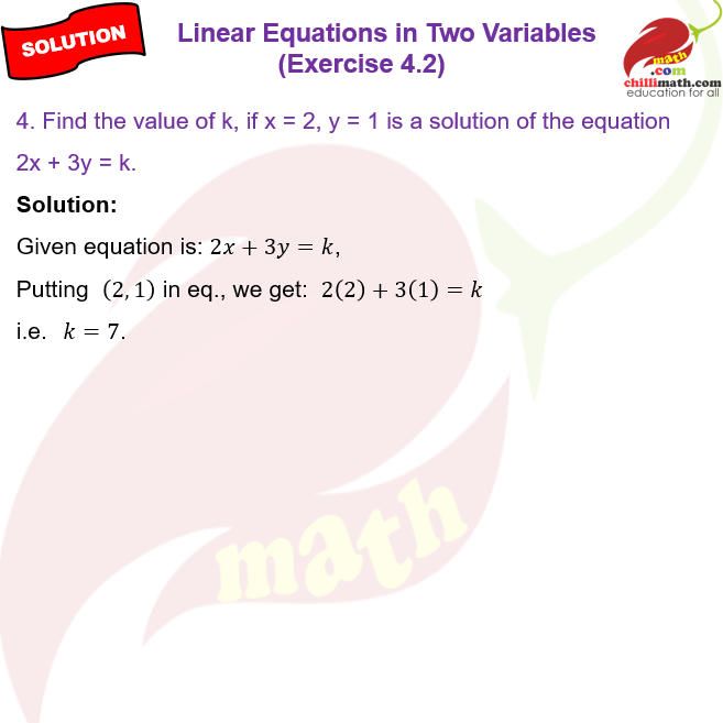 Ncert Solutions Class 9 Chapter 4 Linear Equations in Two Variables Exercise 4.2 Question 4