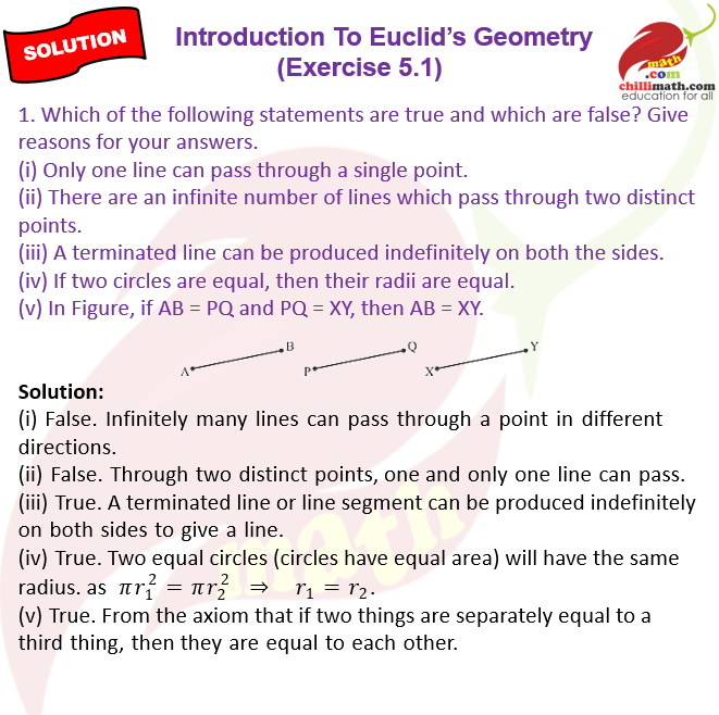 Ncert Solutions Class 9 Chapter 5 Introduction To Euclid’s Geometry Exercise 5.1 Question 1