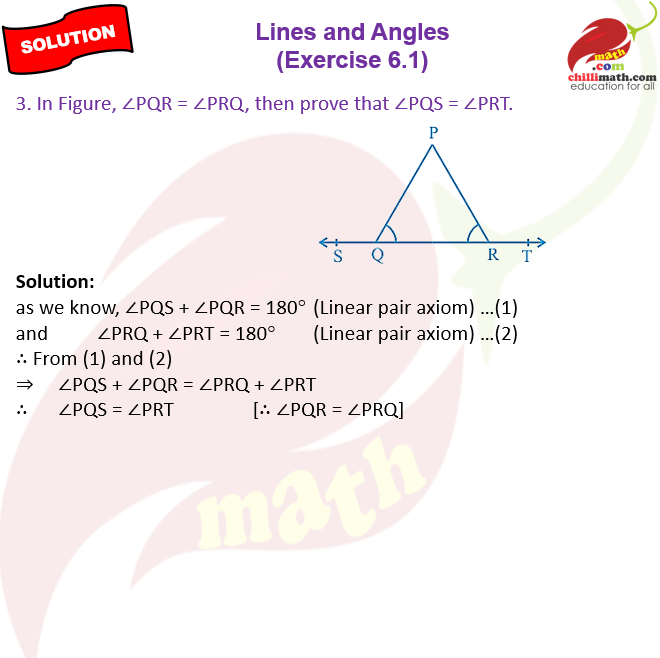 Ncert Solutions Class 9 Chapter 6 Lines and Angles Exercise 6.1 Question 3