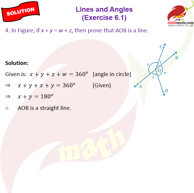 Ncert Solutions Class 9 Chapter 6 Lines and Angles Exercise 6.1 Question 4