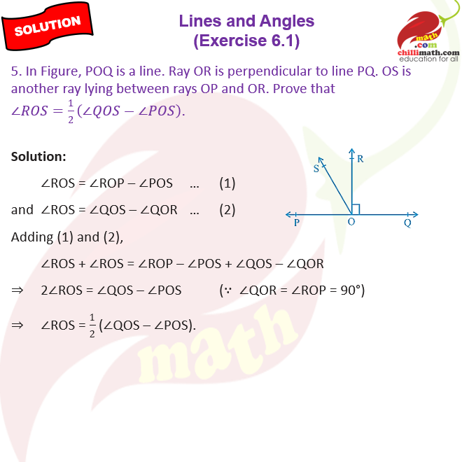 Ncert Solutions Class 9 Chapter 6 Lines and Angles Exercise 6.1 Question 5