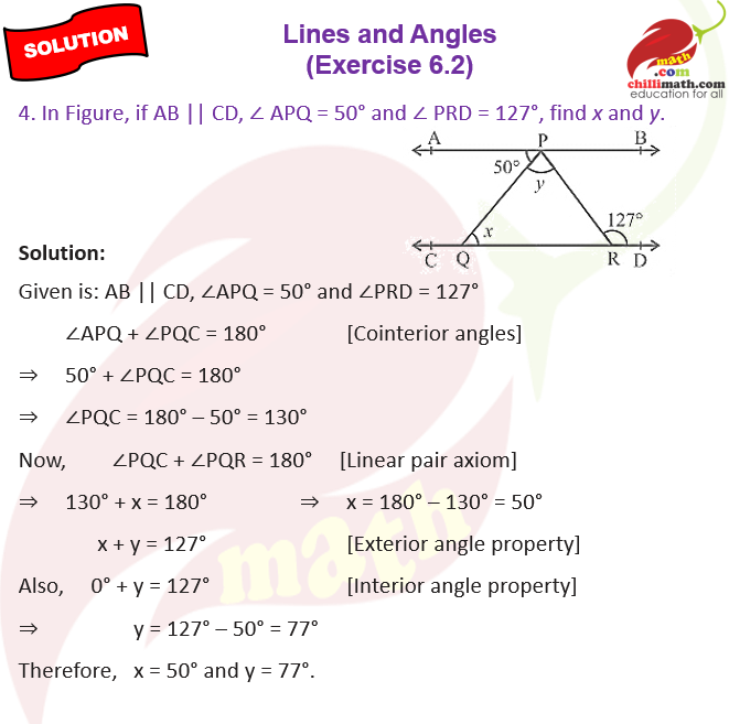 Ncert Solutions Class 9 Chapter 6 Lines and Angles Exercise 6.2 Question 4