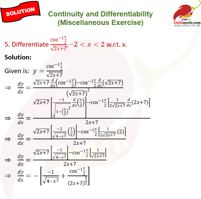 ncert solutions class 12 chapter 5 continuity and differentiability miscellaneous exercise question 5