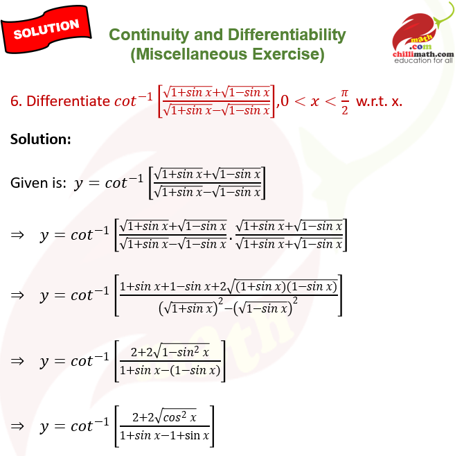 ncert solutions class 12 chapter 5 continuity and differentiability miscellaneous exercise question 6