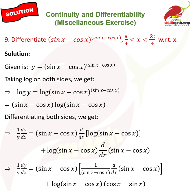 ncert solutions class 12 chapter 5 continuity and differentiability miscellaneous exercise question 9