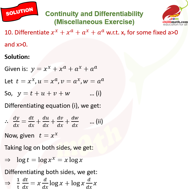 ncert solutions class 12 chapter 5 continuity and differentiability miscellaneous exercise question 10