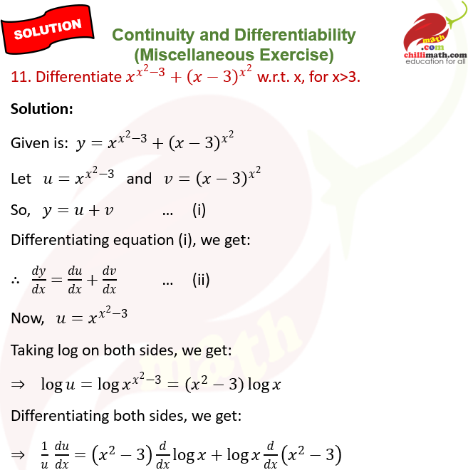 ncert solutions class 12 chapter 5 continuity and differentiability miscellaneous exercise question 11