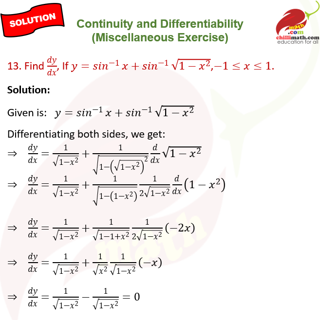 ncert solutions class 12 chapter 5 continuity and differentiability miscellaneous exercise question 13