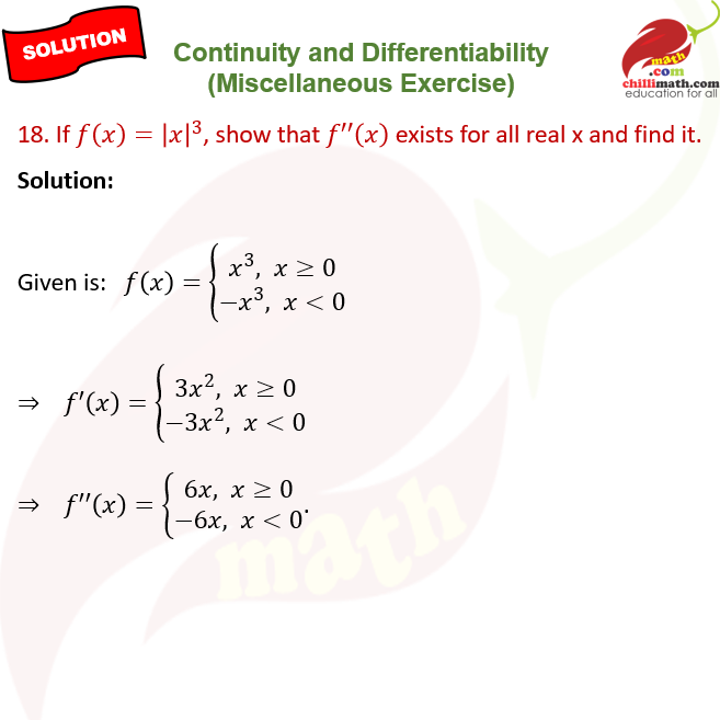 ncert solutions class 12 chapter 5 continuity and differentiability miscellaneous exercise question 18