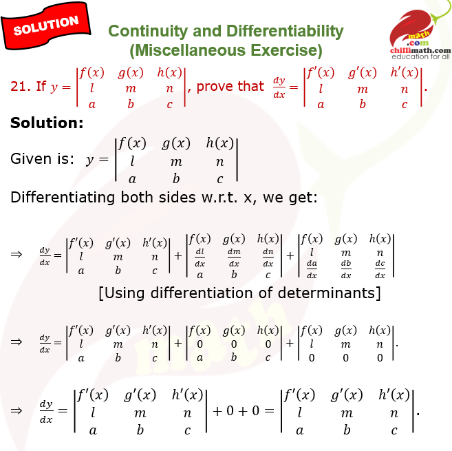 ncert solutions class 12 chapter 5 continuity and differentiability miscellaneous exercise question 21