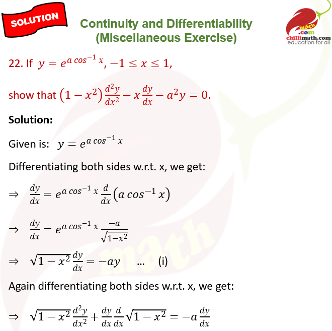 ncert solutions class 12 chapter 5 continuity and differentiability miscellaneous exercise question 22