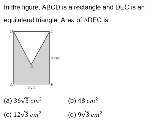 Heron Formula Class 9 maths mcq