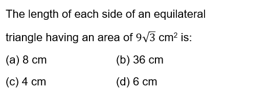 Heron Formula Class 9 maths mcq