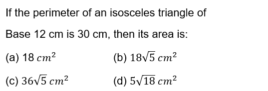 Heron Formula Class 9 maths mcq