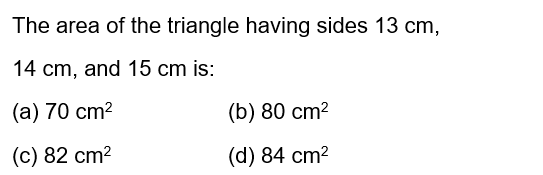 Heron Formula Class 9 maths mcqv