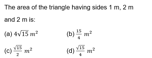 Heron Formula Class 9 maths mcq