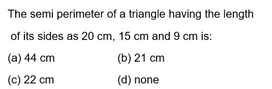 Heron Formula Class 9 maths mcq