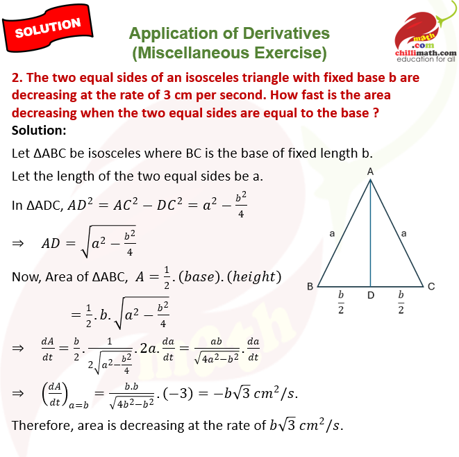 Ncert Solutions Class 12 chapter 6 Application of Derivatives Miscellaneous Exercise Question 2