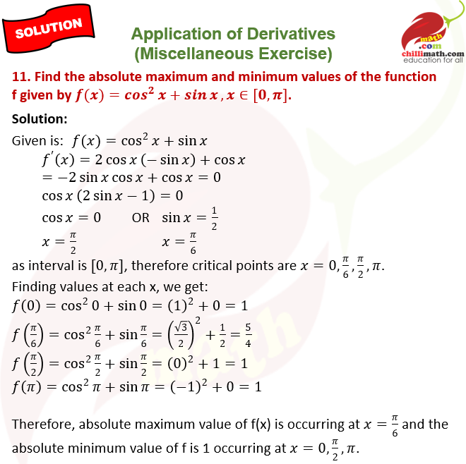 Ncert Solutions Class 12 chapter 6 Application of Derivatives Miscellaneous Exercise Question 11