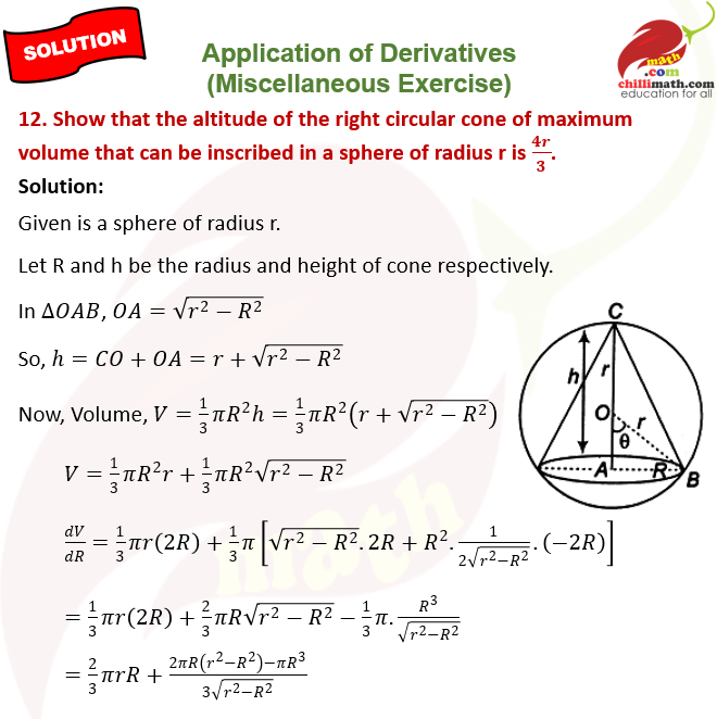 Ncert Solutions Class 12 chapter 6 Application of Derivatives Miscellaneous Exercise Question 12