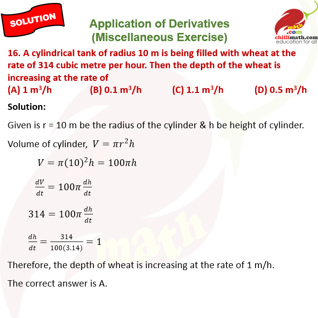 Ncert Solutions Class 12 chapter 6 Application of Derivatives Miscellaneous Exercise Question 16